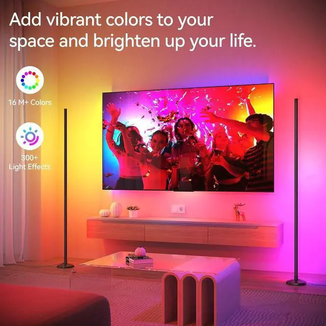 Alt view image 4 of 7 - Corner Floor Lamp 2 Packs, Compatible with Alexa & Google Home, Smart RGB LED Corner Lamp with Music Sync 16M Colors 68+ Scene, APP and Remote Control, Ambient Lighting for Bedroom Living Gaming Room