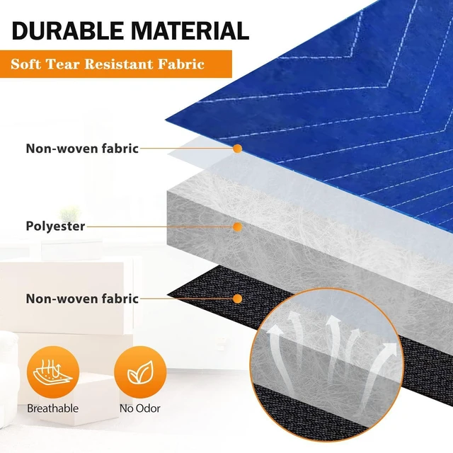 Alt view image 3 of 6 - 8 Pack Moving Blankets 40x72in Heavy Duty Padded Packing Blankets for Moving Shipping Protecting Furniture Professional Quilted Furniture Blankets for Moving Supplies