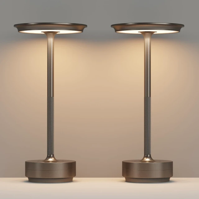 Main image of 2 Pack Cordless Table Lamps Rechargeable, 5000mAh LED Table Light Portable 3 Color Stepless Dimming Battery Powered Table Lamp with Memory Function for Restaurant/Home/Outdoor.(Cafe)