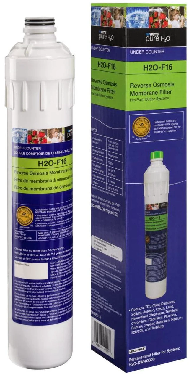 Alt view image 5 of 7 - H2O-F16 Pure H2O 50 GPD RO Membrane Replacement Filter Fits H2O-Dwuf300 Reduces TDS Lead Cysts Chromium to 0.1 Micron Push Button Release Design Lasts 2-5 Years Fresh Clean Water