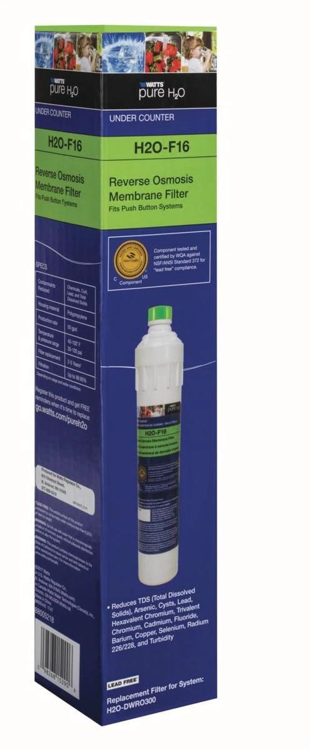 Alt view image 4 of 7 - H2O-F16 Pure H2O 50 GPD RO Membrane Replacement Filter Fits H2O-Dwuf300 Reduces TDS Lead Cysts Chromium to 0.1 Micron Push Button Release Design Lasts 2-5 Years Fresh Clean Water
