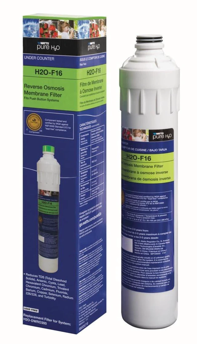 Alt view image 6 of 7 - H2O-F16 Pure H2O 50 GPD RO Membrane Replacement Filter Fits H2O-Dwuf300 Reduces TDS Lead Cysts Chromium to 0.1 Micron Push Button Release Design Lasts 2-5 Years Fresh Clean Water