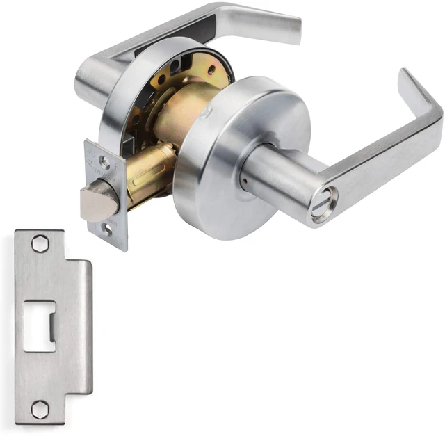 Alt view image 7 of 7 - Augusta Passage Lever Set, ADA, Grade 2, Satin Chrome ADA Compliant Passage Door Lever Lockset For Hallway Or Closet Use, Non-Locking, Grade 2 Heavy Duty Construction