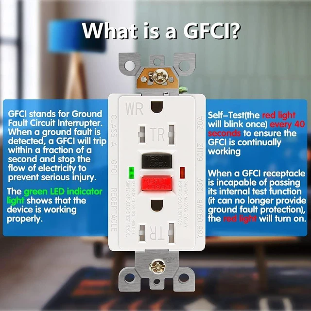 Alt view image 4 of 7 - 10 Pack GFCI Outlet 15 Amp, Tamper Resistant, Weather Resistant