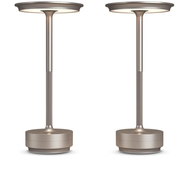 Main image of 2 Pack Cordless Table Lamps Rechargeable, 5000mAh LED Table Light 3 Color Stepless Dimming Battery Powered Table Lamp with Memory Function for Restaurant/Home/Outdoor.(Champagne Gold)