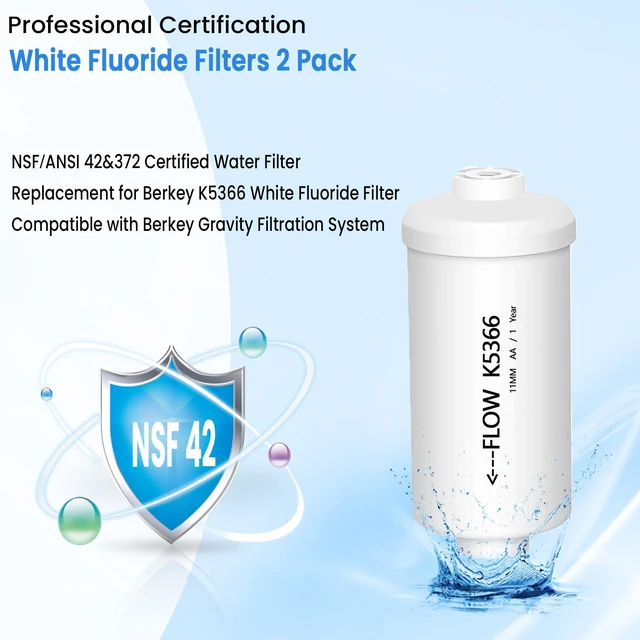 Alt view image 2 of 7 - Fluoride and Arsenic Filter NSF/ANSI 42 Certified,Replacement for PF-2® Fluoride Filters,K5366 Replacement for Berkey Fluoride Filters Compatible with Berkey Gravity Filtration System-Pack of 4