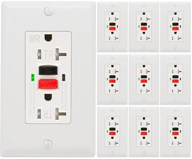 Main image of 10 Pack GFCI Outlet 20 Amp, Tamper Resistant, Weather Resistant