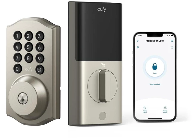 Main image of Smart Lock C30, Keyless Entry Door Lock, Built-in Wi-Fi Easy Installation, App Remote Control, Reliable Power, Keypad Deadbolt for Front Door, Traditional, Nickel