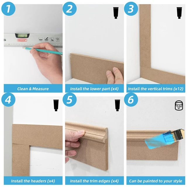 Alt view image 7 of 7 - MDF Premade Paintable Board and Batten Wainscoting Kit, 189 x 54 in Molding Slat with Edge Strip, Lightweight, Paintable, Impact-Resistant, Easy to Install, Ideal for Living Rooms, Bedrooms