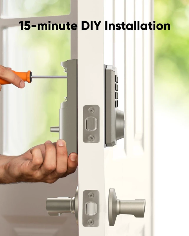 Alt view image 6 of 7 - Smart Lock C30, Keyless Entry Door Lock, Built-in Wi-Fi Easy Installation, App Remote Control, Reliable Power, Keypad Deadbolt for Front Door, Traditional, Nickel