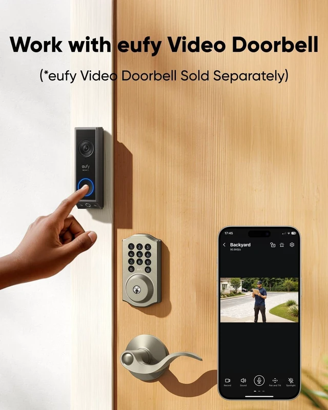 Alt view image 5 of 7 - Smart Lock C30, Keyless Entry Door Lock, Built-in Wi-Fi Easy Installation, App Remote Control, Reliable Power, Keypad Deadbolt for Front Door, Traditional, Nickel