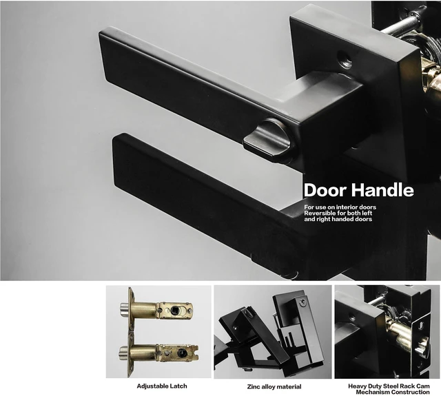Alt view image 5 of 6 - Exterior Door Lock Set with Deadbolt, Keyed Alike Door Handle with Lock, Heavy Duty Matte Black Door Knob and Deadbolt Combo for Front Entry Door, 2 Pack