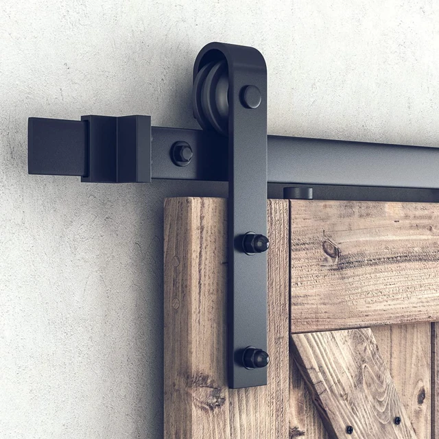 Alt view image 5 of 7 - 7 FT Barn Door Hardware Kit -Fits 42" Wide Door Panel Sliding Barn Door Track, Smooth and Quiet, Easy to Install, Includes Step-by-Step Installation Instructions (J Shape Hanger)