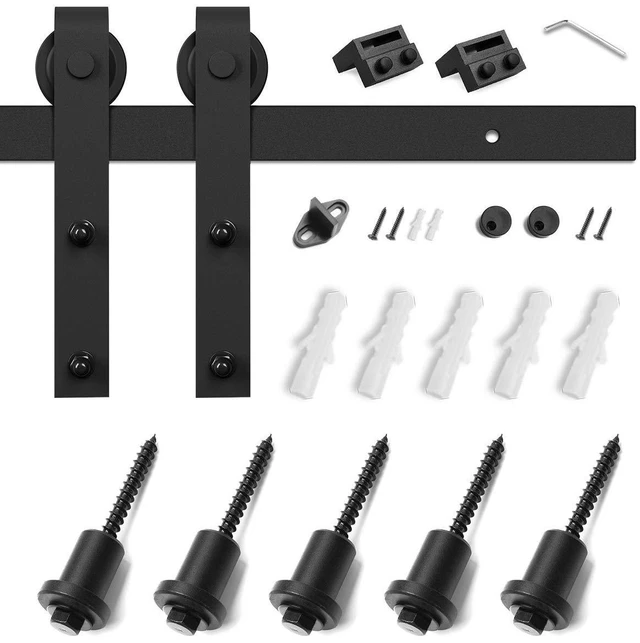 Alt view image 6 of 7 - 7 FT Barn Door Hardware Kit -Fits 42" Wide Door Panel Sliding Barn Door Track, Smooth and Quiet, Easy to Install, Includes Step-by-Step Installation Instructions (J Shape Hanger)