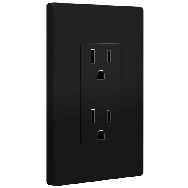 Alt view image 2 of 7 - 40 Pack Decorator Outlet 15A Receptacle with Screwless Wall Plate Self-Grounding, UL Listed, Standard Residential Electrical Outlets for Home, Non-Tamper Resistant, 5-15R, 125V, Glossy Black