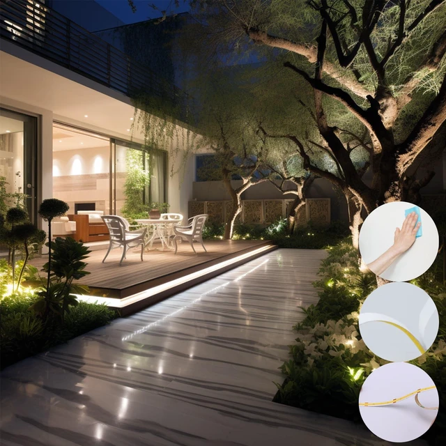 Alt view image 5 of 7 - 24V Diffused Outdoor COB LED Strip Lights Waterproof 65.6ft IP67 4000K Natural White LED Tape Light Adhesive 160W CRI 93 with Power Supply for Bedroom Garden Living Room, 2 Rolls of 32.8ft