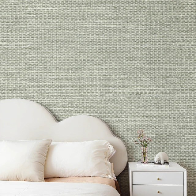 Alt view image 5 of 7 - Grasscloth Wallpaper Peel and Stick Cream Grassweave Stick on Wallpaper Textured Self Adhesive Wall Paper Contact Paper 787" x 17.3"