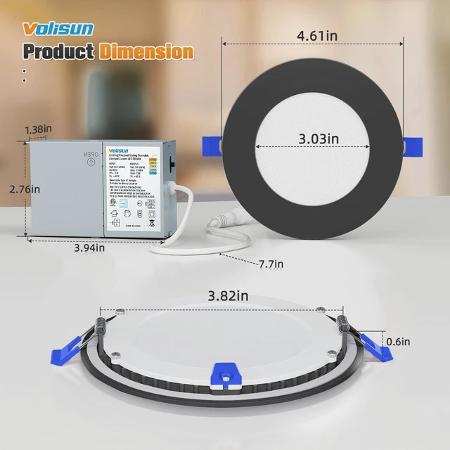 Alt view image 4 of 7 - 12 Pack 4 inch Recessed Lighting, 5CCT, 9.5W Eqv 80W, 810LM LED Recessed Light Black, 2700K-5000K Selectable, Dimmable Canless Wafer Downlight, LED Ceiling Light ETL Certificated