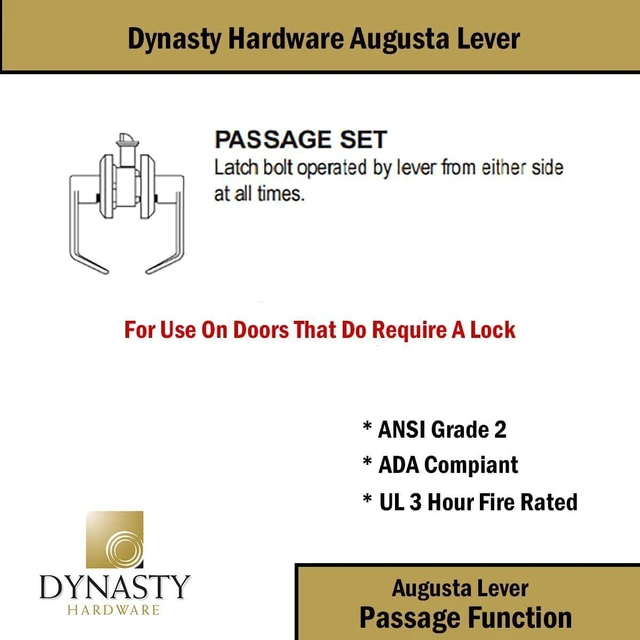 Alt view image 3 of 7 - Commercial Passage Lever, ADA, Satin Chrome ADA Compliant Grade 2 Commercial Duty Door Lever For Passage Use, Satin Chrome Finish