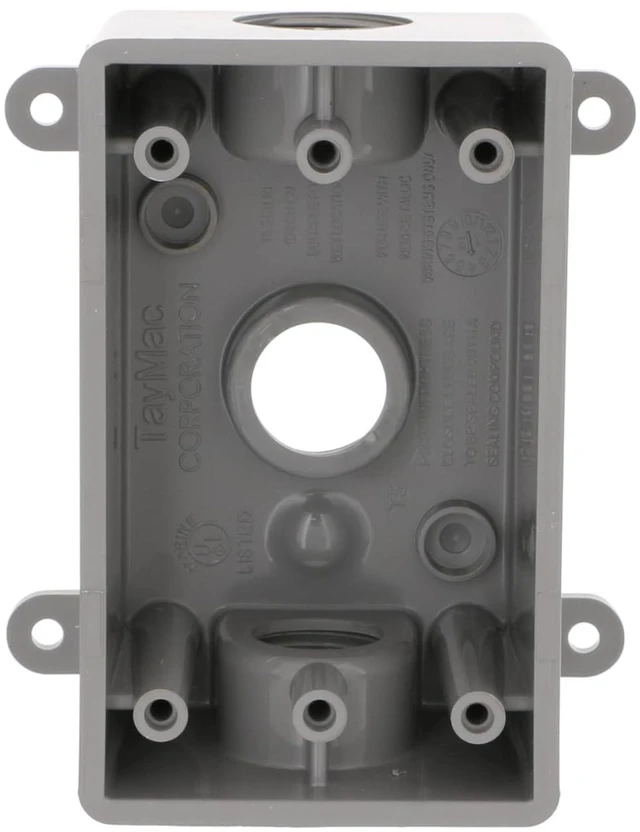 Alt view image 2 of 6 - PSB37550GY Single-Gang Weatherproof Three 1/2". or 3/4 in. Threaded Outlets,2 in,Gray,(Pack of 8)
