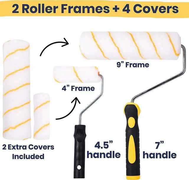 Alt view image 2 of 7 - All Purpose Canvas Drop Cloth 4x12, Canvas Tarp for Painting, Bundle with Painting Tool Kit with Roller Covers, Roller Frames, Brushes and Tray for Household Painting, Cabinets and Crafts (11-Piece)