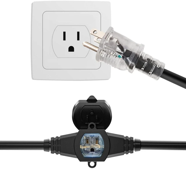 Alt view image 2 of 7 - 50FT Outdoor Extension Cord, 16 Gauge SJTW 5-15R Cable Male Plug to Female Connector,10 Evenly-Spaced Outlets Plug,Suitable for Stage Setting or outdor