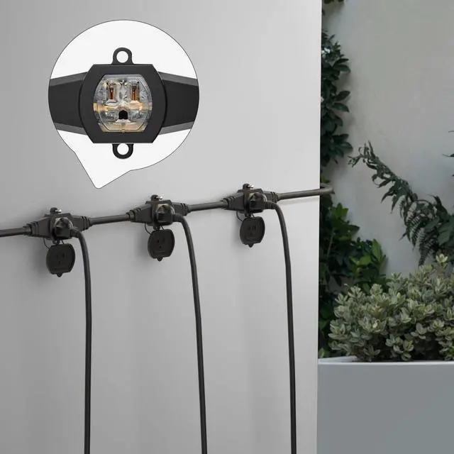 Alt view image 6 of 7 - 50FT Outdoor Extension Cord, 16 Gauge SJTW 5-15R Cable Male Plug to Female Connector,10 Evenly-Spaced Outlets Plug,Suitable for Stage Setting or outdor