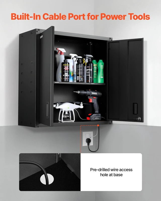 Alt view image 6 of 7 - Metal Wall Cabinet, 30W x 12.2D x 30H Inch, Steel Floating Hanging Storage Cabinet with Locking Doors and Adjustable Shelf for Garage, Basement, Kitchen, Warehouse Assembly Required, Black