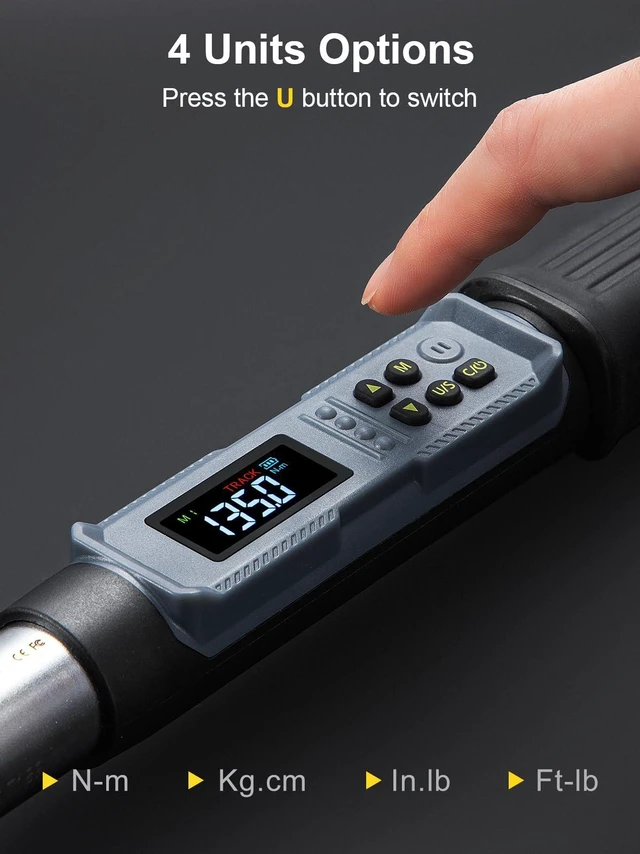 Alt view image 7 of 7 - Digital Torque Wrench, 5-99.6 Ft-lbs/6.8-135 Nm, 3/8'' Drive Rachet Torque Wrench with Buzzer & Colorful LED Indicator, Electronic Torque Wrench Set for Bike Motorcycle Car Tire Auto Repair
