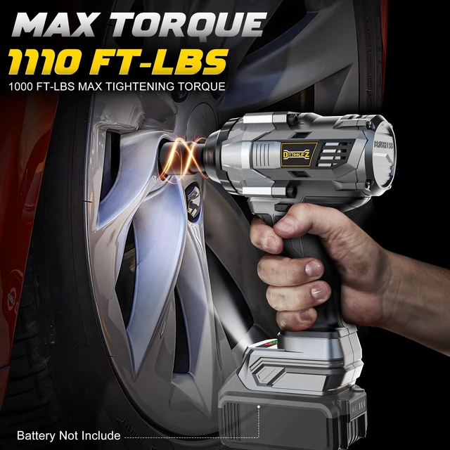 Alt view image 3 of 7 - 1/2" Cordless Impact Wrench 1110 Ft-lbs Compatible with DeWalt 20V Battery Brushless High Torque Impact Driver with LED Light, Electric Gun for Car, Truck, Mower, Bare Tool