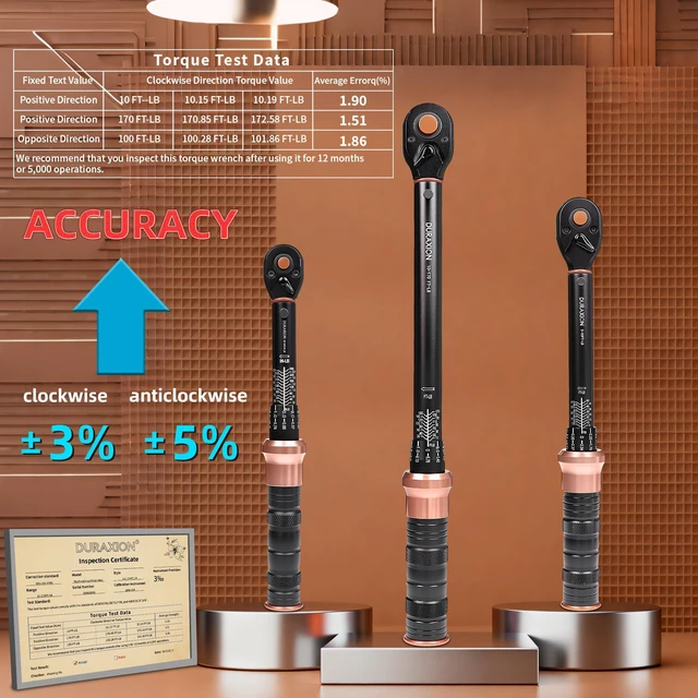 Alt view image 3 of 7 - Torque Wrench Set 1/4 3/8 1/2-Inch Drive 20-240in.lb 5-50&10-170ft.lb Dual Range Scales ±3% Precision 72 tooth Dual-direction Torque Wrenches for Bike Motorcycle Car and Truck Maintenance