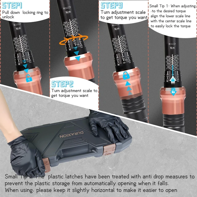 Alt view image 6 of 7 - Torque Wrench Set 1/4 3/8 1/2-Inch Drive 20-240in.lb 5-50&10-170ft.lb Dual Range Scales ±3% Precision 72 tooth Dual-direction Torque Wrenches for Bike Motorcycle Car and Truck Maintenance