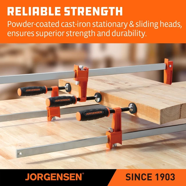 Alt view image 4 of 6 - 24" Heavy-Duty Steel Bar Clamp Set, 1000 lbs Load Limit, 2-Pack F Clamps for Woodworking, Metalworking and DIY Projects