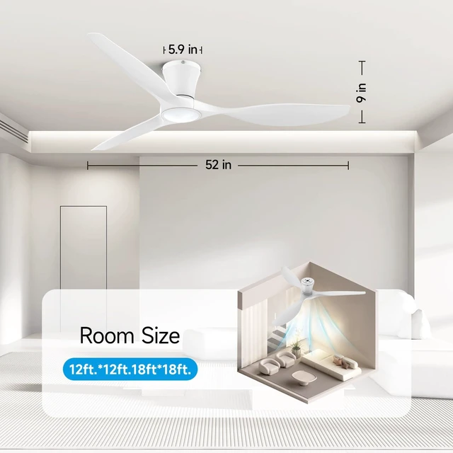 Alt view image 7 of 7 - 52 Inch White Ceiling Fans with Lights and Remote Ultra Quiet,Reversible,Dimmable Light,Cool Comfort,6-Speed,Timers,Beep-Off,Easy to Install,Energy saving,Indoor/Covered Patio