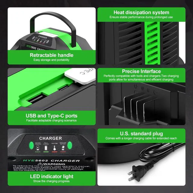 Alt view image 3 of 7 - Rapid Dual-Charging Replacement for EGO Battery Charger CH2800D, Compatible with EGO Charger CH2100 CH3200 CH2800D for EGO 56V Battery BA2800 BA4200 BA1400 BA5600 & Power+ Cordless Tools