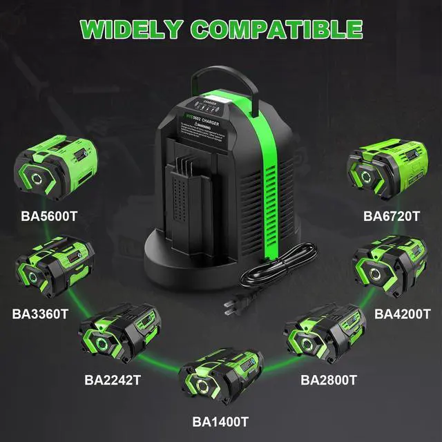 Alt view image 6 of 7 - Rapid Dual-Charging Replacement for EGO Battery Charger CH2800D, Compatible with EGO Charger CH2100 CH3200 CH2800D for EGO 56V Battery BA2800 BA4200 BA1400 BA5600 & Power+ Cordless Tools
