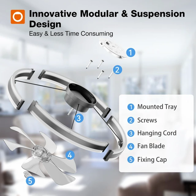 Alt view image 7 of 7 - 24" Low Profile Fandelier Ceiling Fans with Lights and Remote, Black Wider Airflow, 3000-6000K Dimmable LED, 6 Speeds, Reversible DC Motor, Remote and App Control, Memory Function, Timer, Quiet