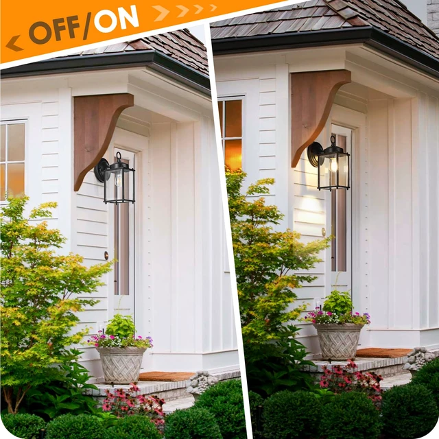 Alt view image 5 of 7 - Outdoor Wall Lantern, Exterior Waterproof Wall Sconce Light Fixtures, Black Front Door Lighting, Anti-Rust E26 Socket Porch Lamp, 2 Pack