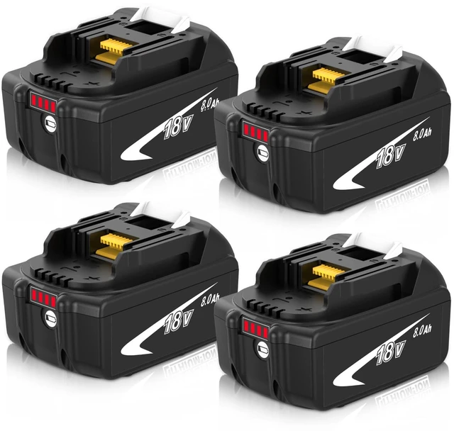 Main image of 4 Pack Upgraded 8000mAh BL1860B Replacement for Makita 18V Battery (White) Compatible with Makita 18 Volt Battery BL1815 BL1820B BL1830 BL1840 BL1850 BL1840B BL1850B Cordless Tools with LED Indicator