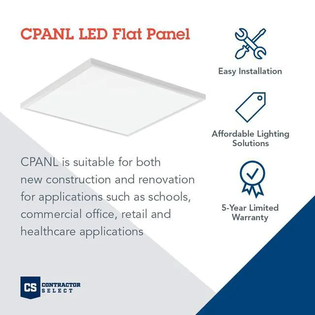 Alt view image 2 of 6 - CPANL 2x2 LED Flat Panel Light, 2 ft. x 2 ft. LED Light Panel, Ceiling Lighting Fixture, 2400/3300/4400 Adjustable Lumens, 3500K/4000K/5000K Switchable CCT, White