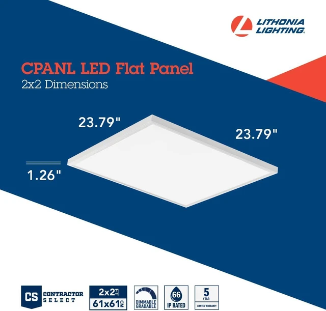 Alt view image 5 of 6 - CPANL 2x2 LED Flat Panel Light, 2 ft. x 2 ft. LED Light Panel, Ceiling Lighting Fixture, 2400/3300/4400 Adjustable Lumens, 3500K/4000K/5000K Switchable CCT, White