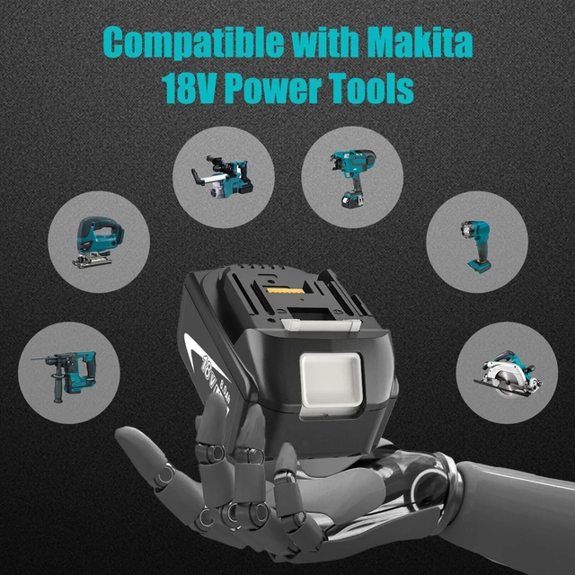 Alt view image 5 of 7 - 4 Pack Upgraded 8000mAh BL1860B Replacement for Makita 18V Battery (White) Compatible with Makita 18 Volt Battery BL1815 BL1820B BL1830 BL1840 BL1850 BL1840B BL1850B Cordless Tools with LED Indicator