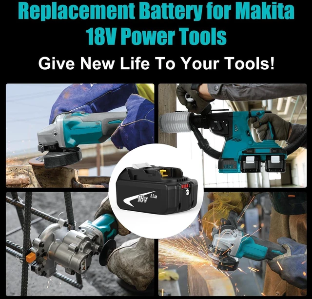 Alt view image 7 of 7 - 4 Pack Upgraded 8000mAh BL1860B Replacement for Makita 18V Battery (White) Compatible with Makita 18 Volt Battery BL1815 BL1820B BL1830 BL1840 BL1850 BL1840B BL1850B Cordless Tools with LED Indicator