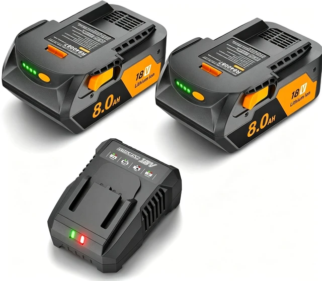 Main image of 2Pack 8.0Ah Replacement for Ridgid 18V Battery and Charger Compatible with Ridgid 18 Volt Lithium Battery R840087 R840085 R840086 R840089 R840083 AC840087P AC840085 AC840086 AC840089 Cordless Tools