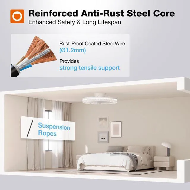 Alt view image 6 of 7 - 2 Pack 20 Inch Low Profile Ceiling Fans with Lights, Remote, White Flush Mount Fandelier, 3CCT Dimmable LED, Bluetooth App/Remote, Timer, Memory, Reversible DC Motor, Bedroom/Kids room