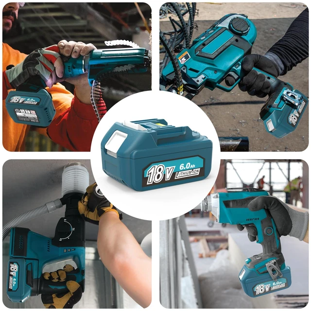 Alt view image 2 of 7 - 6.0Ah 18V Battery Replacement for Makita 18V Lithium Battery Compatible with Makita 18v Tools BL1860B BL1815 1830B 1840B 1850B Fit with Original makita 18V Battery Chargers (2 Pack)