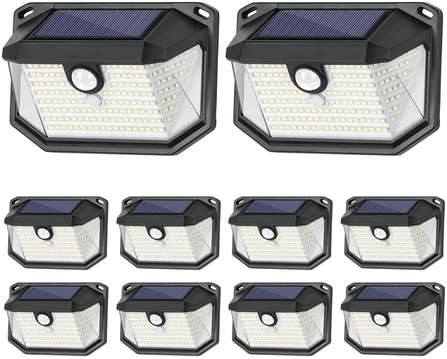 Main image of Solar Outdoor Lights, 10-Pack Super Bright 178 LEDs Motion Sensor Wall Light with 270° Wide Angle & 3 Modes, Waterproof Solar Powered Security Light for Patio Garden Garage Front Door