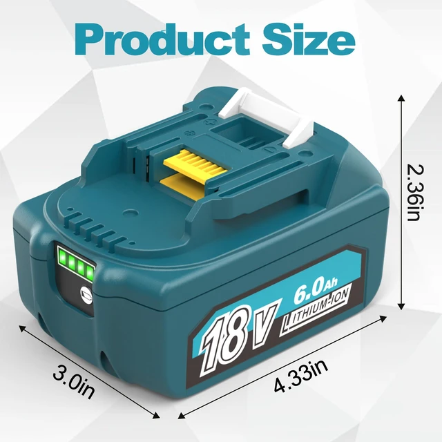 Alt view image 6 of 7 - 6.0Ah 18V Battery Replacement for Makita 18V Lithium Battery Compatible with Makita 18v Tools BL1860B BL1815 1830B 1840B 1850B Fit with Original makita 18V Battery Chargers (2 Pack)