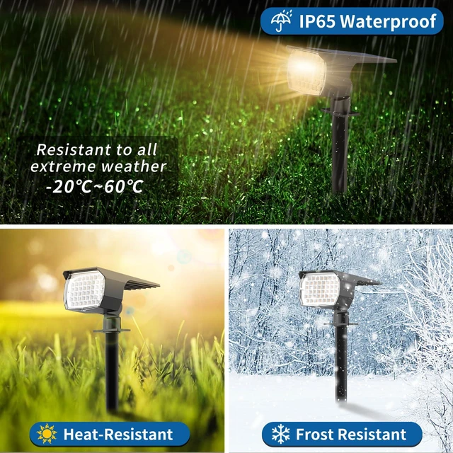 Alt view image 4 of 6 - Solar Spot Light Outdoor Landscape Spotlights 6 Pack Warm White 46LED, 3 Mode, Auto On/Off Landscape Spotlights Solar Powered Flood Lights for Outside Pathway Yard Garden House Walkway Tree