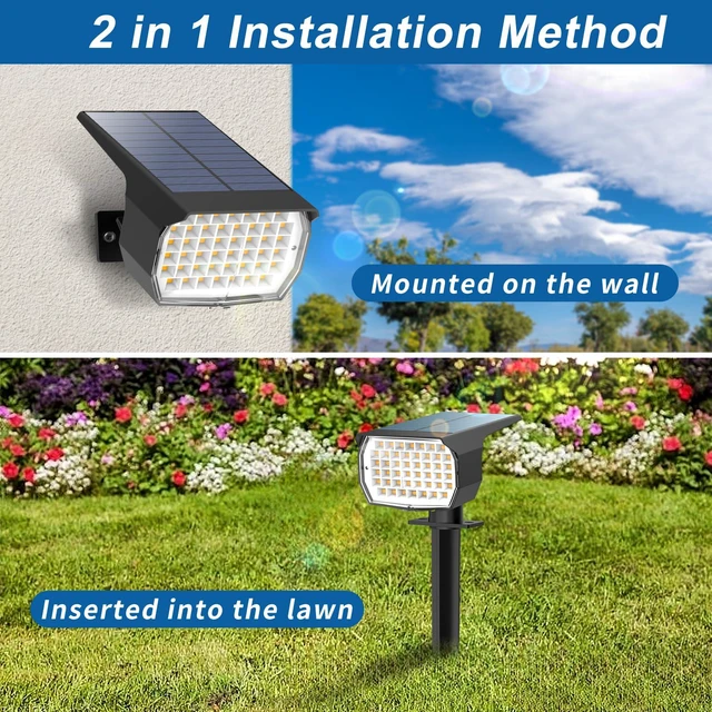 Alt view image 5 of 6 - Solar Spot Light Outdoor Landscape Spotlights 6 Pack Warm White 46LED, 3 Mode, Auto On/Off Landscape Spotlights Solar Powered Flood Lights for Outside Pathway Yard Garden House Walkway Tree